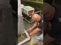 A blocked sewer pipe cut open with unexpected result