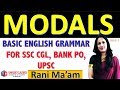 Modals | Modal Verbs in English Grammar  in Hindi By Rani Mam | For SSC CGL, Bank PO | Part-1