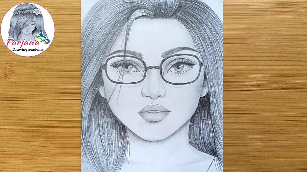 How to draw a Girl face with Glasses for beginners - step by step ...