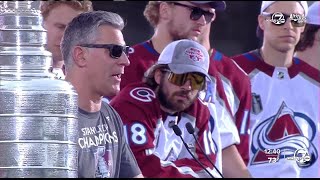 Emotional Jared Bednar speaks at Avalanche Stanley Cup victory ceremony