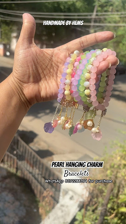Pearl hanging charms bracelets 🫶🏻✨ Unique & new Design Handmade beaded Jewellery #charmbracelets