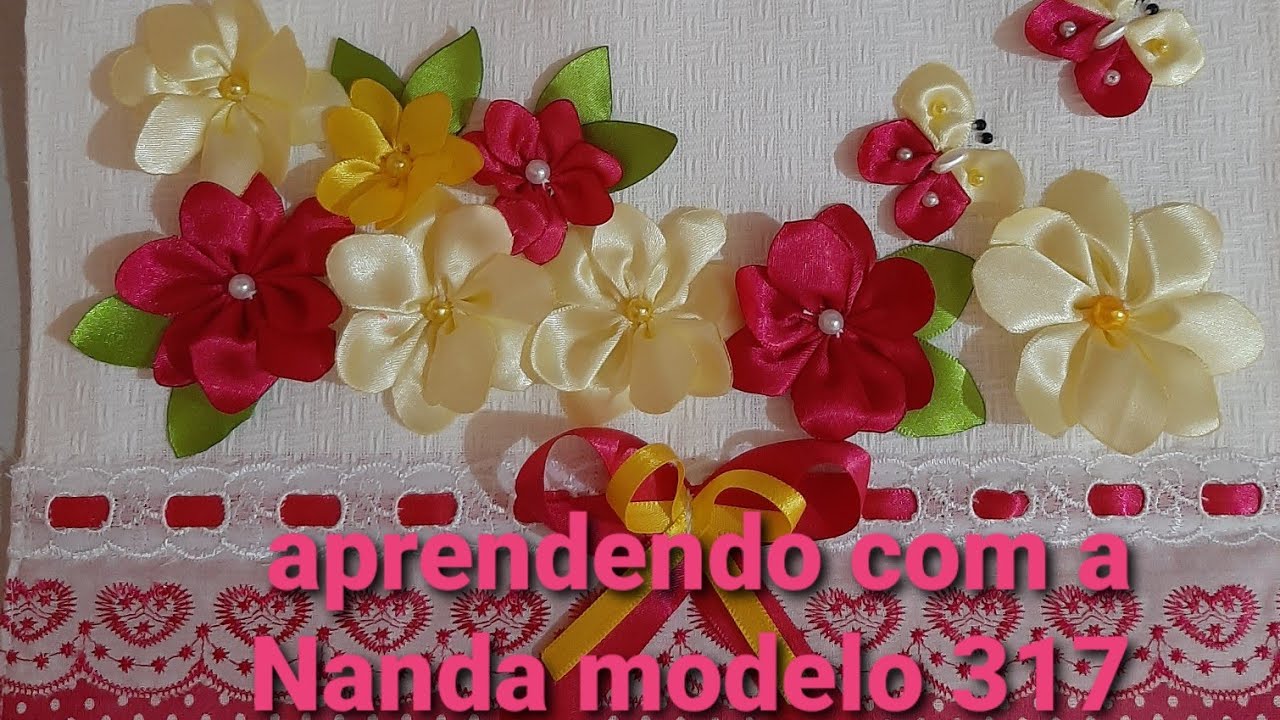 Flores de fita de cetim para toalhas modelo 317
