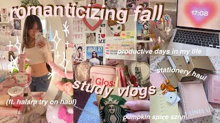 🍂🩰🎧 romanticising school + autumn/ fall | study with me, aesthetic vlogs, ft. halara haul