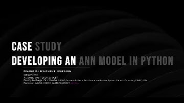 Case Study on ANN Model - Financial Machine Learning | SRM