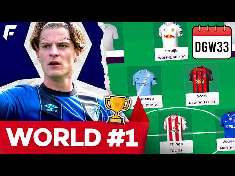 Fpl Gw33 Rank 1 Team Selection 🌍 Free Hit + Bench Boost Team 🏆