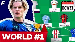 Fpl Gw33 Rank 1 Team Selection  Free Hit  Bench Boost Team 