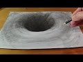Drawing a 3d black hole  how to draw round hole  anamorphic trick art