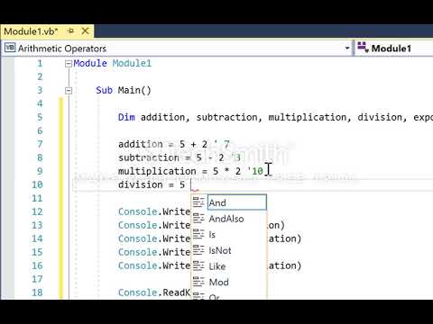 Arithmetic Operators in Visual Basic - YouTube