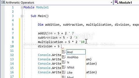 Arithmetic Operators in Visual Basic