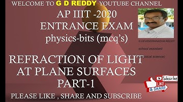 Refraction of light at plane surfaces BITS PART-1/PHYSICS/CLASS 10/AP & TS/ AP IIIT/ CBSE/NCERT