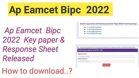 Ap Eamcet 2022 Bipc Key & Response sheet Released ||How to download Ap eamcet  Bipc Key paper