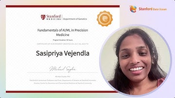 Sasipriya Vejendla Testimonial | Stanford Data Ocean
