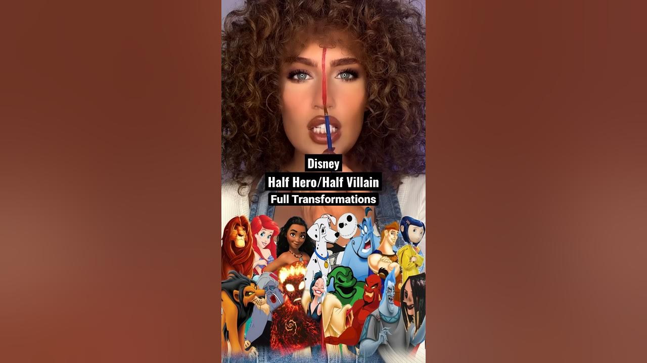 Half Hero/Half Villain Transformations! #disney #heroesvsvillains #villainmakeup #disneyvillains Half Hero/Half Villain Transformations! #disney #heroesvsvillains #villainmakeup #disneyvillains