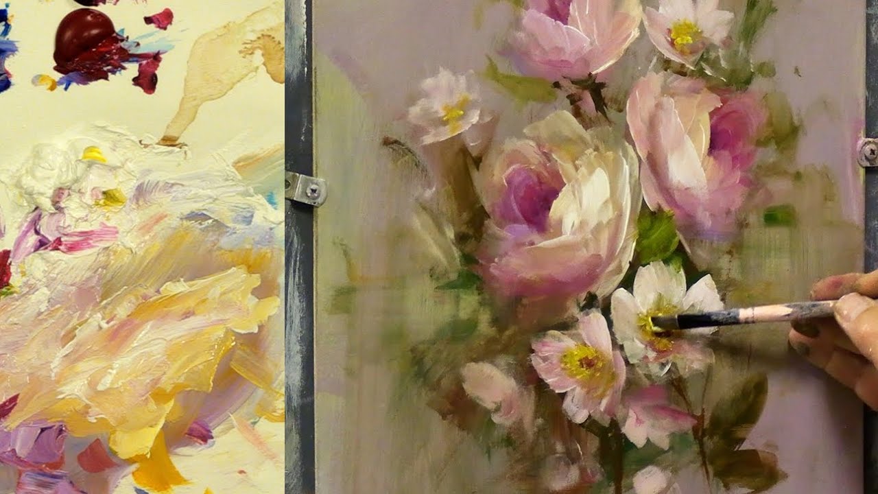 How to paint roses and flower blossoms- Practicing flowers