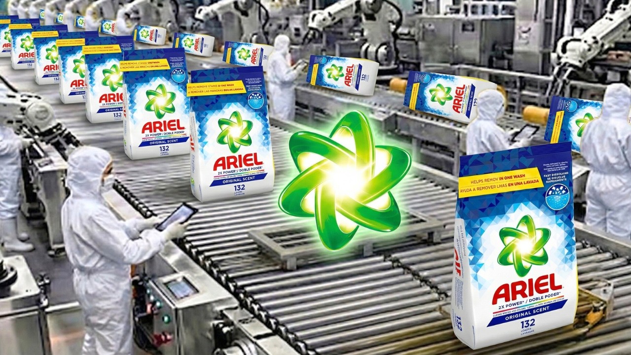Proceso de producción del detergente Ariel que millones de personas usan cada día