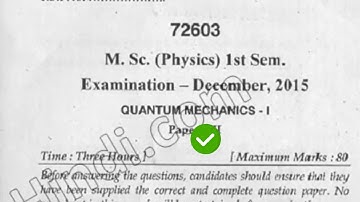 2015 Mdu MSc Physics 1st Sem Quantum Mechanics Question Paper