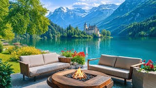 Peaceful Lakeside Views: Cozy Fire Pit and Relaxing Nature Sounds for Mindful Relaxation