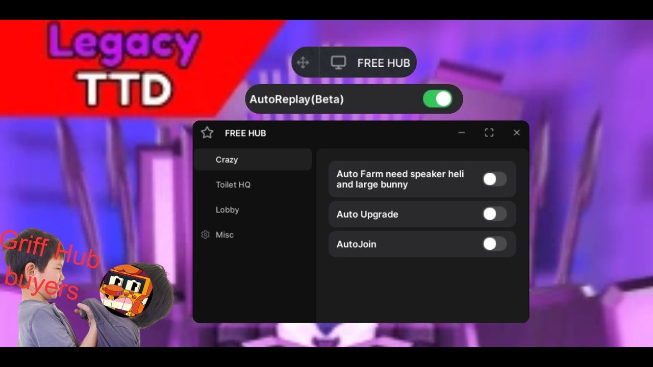 scripts FREE HUB ADD AutoReplay: [🤳 HACKER] Legacy Toilet Tower Defense ...
