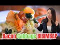 Cabbage bacon egg bibimbap recipe easy  delicious rice bowl recipe   