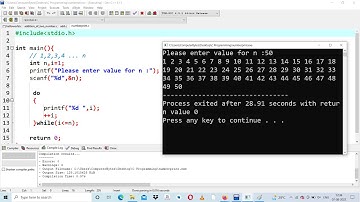 C program to print first N natural numbers using loop | C programming for beginners | In Hindi