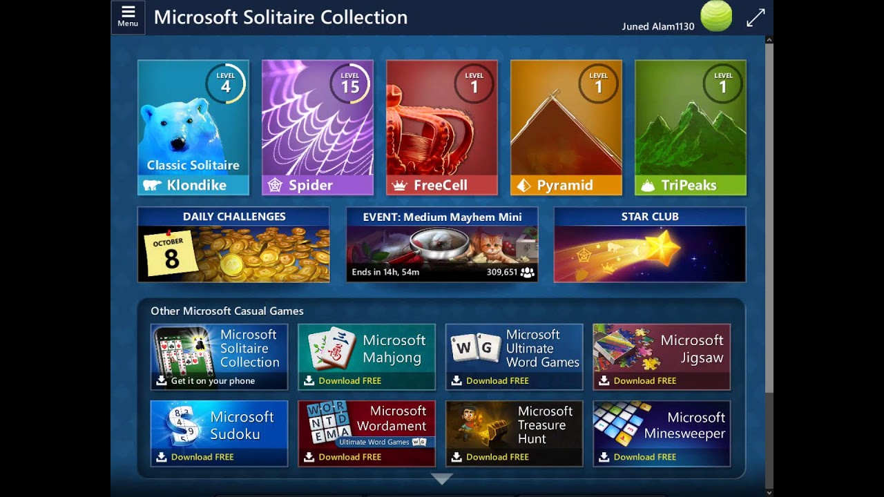 Microsoft Windows Solitaire Collection YouTube