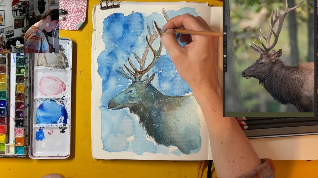 Painting a Raindeer in watercolours
