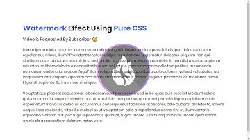 Create A Watermark Effect Using Only CSS | Requested Video