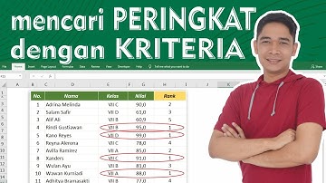 cara merangking dengan kriteria kelas di excel