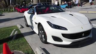 A white ferrari portofino with red interior from westlake arriving at
and leaving cars chronos hing wa lee plaza. (november 23, 2019 /
walnut,...