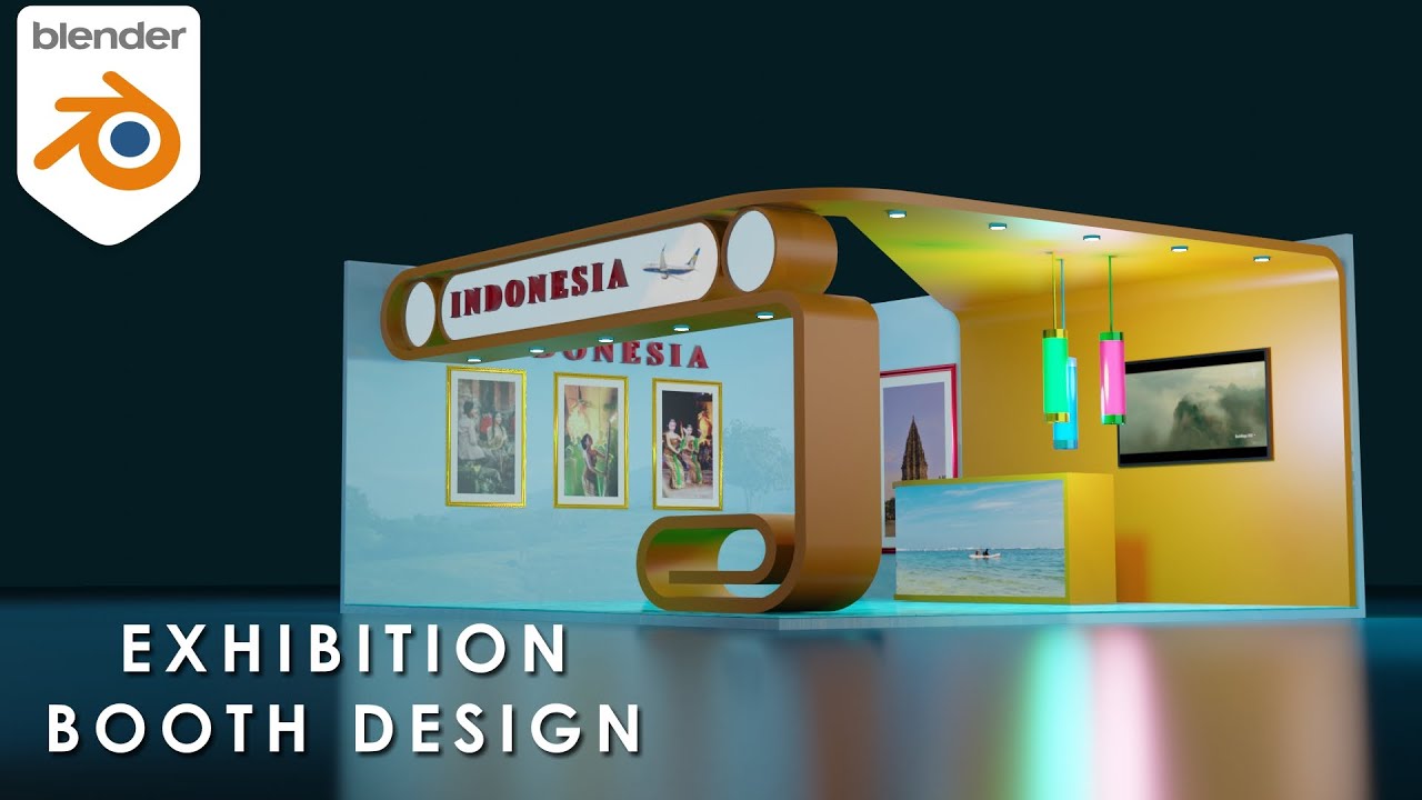 Exhibition Booth Design di Blender (Eevee) cara mudah modeling Booth