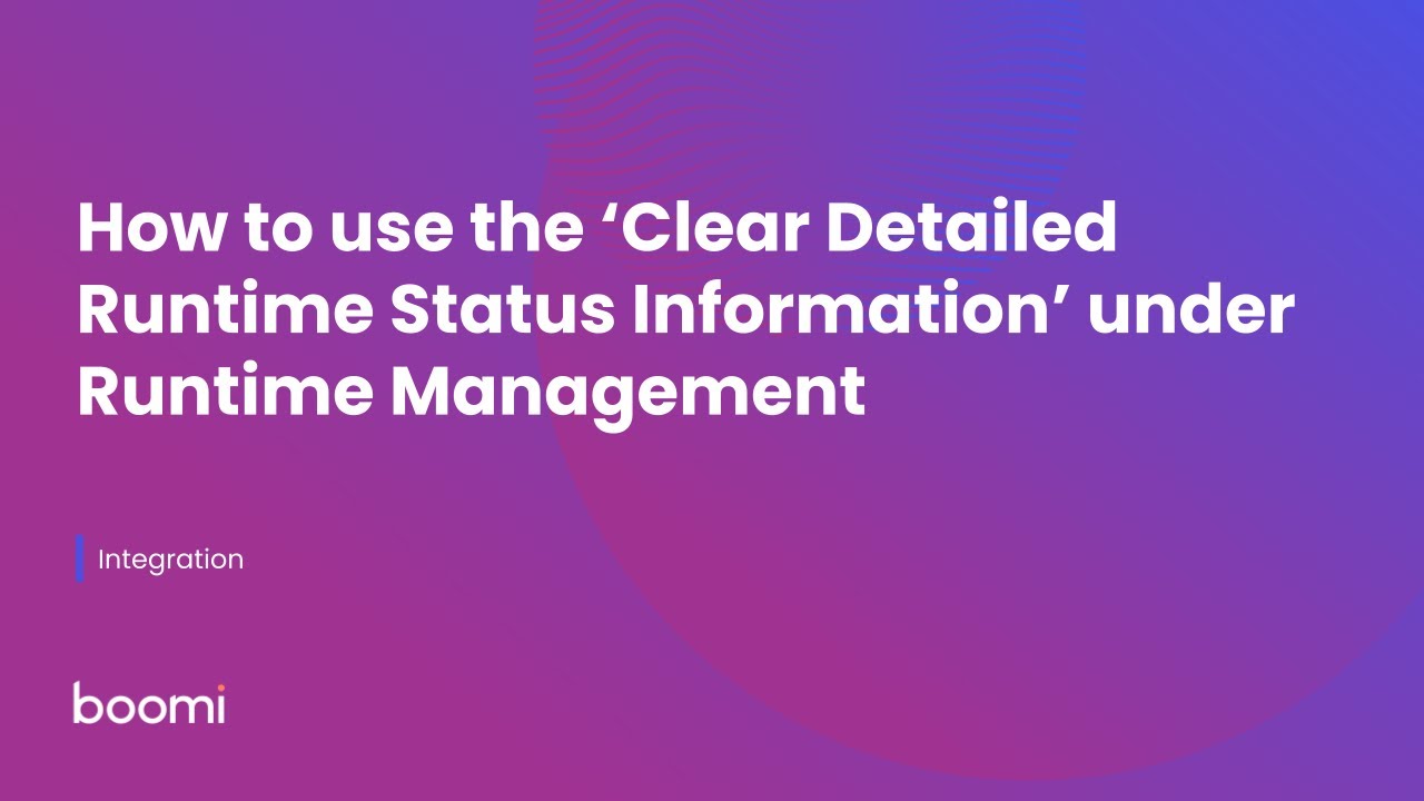 How to use the ‘Clear Detailed Runtime Status Information’ under ...