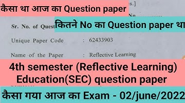 sol du B.A programme Education Reflective learning questions paper 4th semester 2022