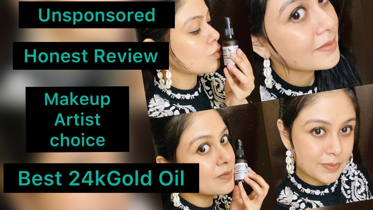 LOVE EARTH 24k Gold Glass Face Oil.Top Rated Makeup Artist Choice ️ 