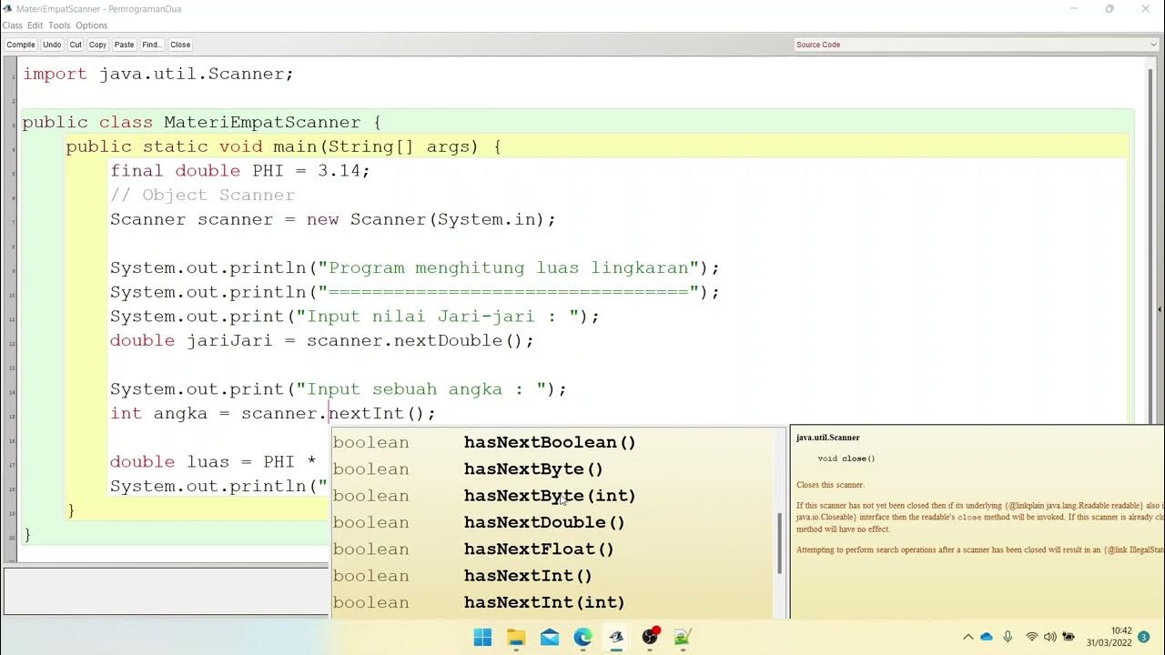 Pemrograman Java Dasar - Pertemuan 4 - Belajar inputan dari console ...