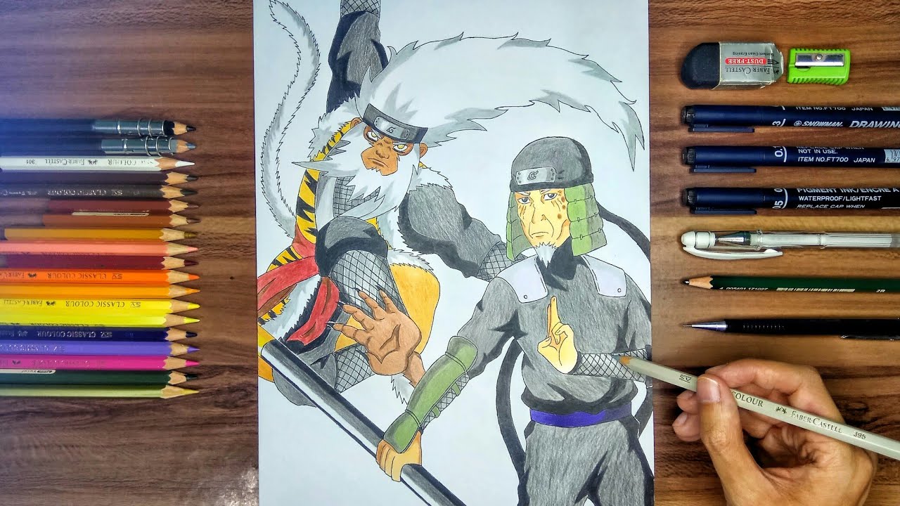 Desenhando o 3º Hokage - Hiruzen Sarutobi, NARUTO