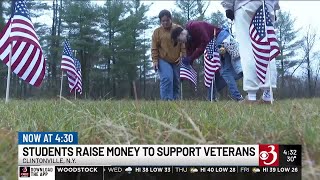 AuSable Valley students plant flags to honor veterans