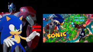 SONIC THE HEDGEHOG VS OPTIMUS PRIME WALLPAPER. #sonicthehedgehog  #transformers #optimusprime #sonic screenshot 1