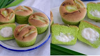 เค้กใบเตยมะพร้าวอ่อนสุดนุ่ม สอดไส้ด้านในเพิ่มความหอมอร่อย  Pandan and Coconut cake