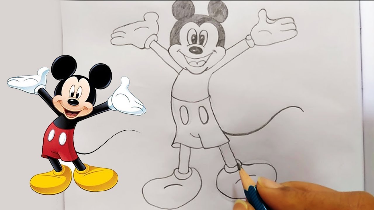 Mickey Mouse Pencil Sketch Disney  Easy cartoon drawings Cartoon pencil  drawing Cool pencil drawings