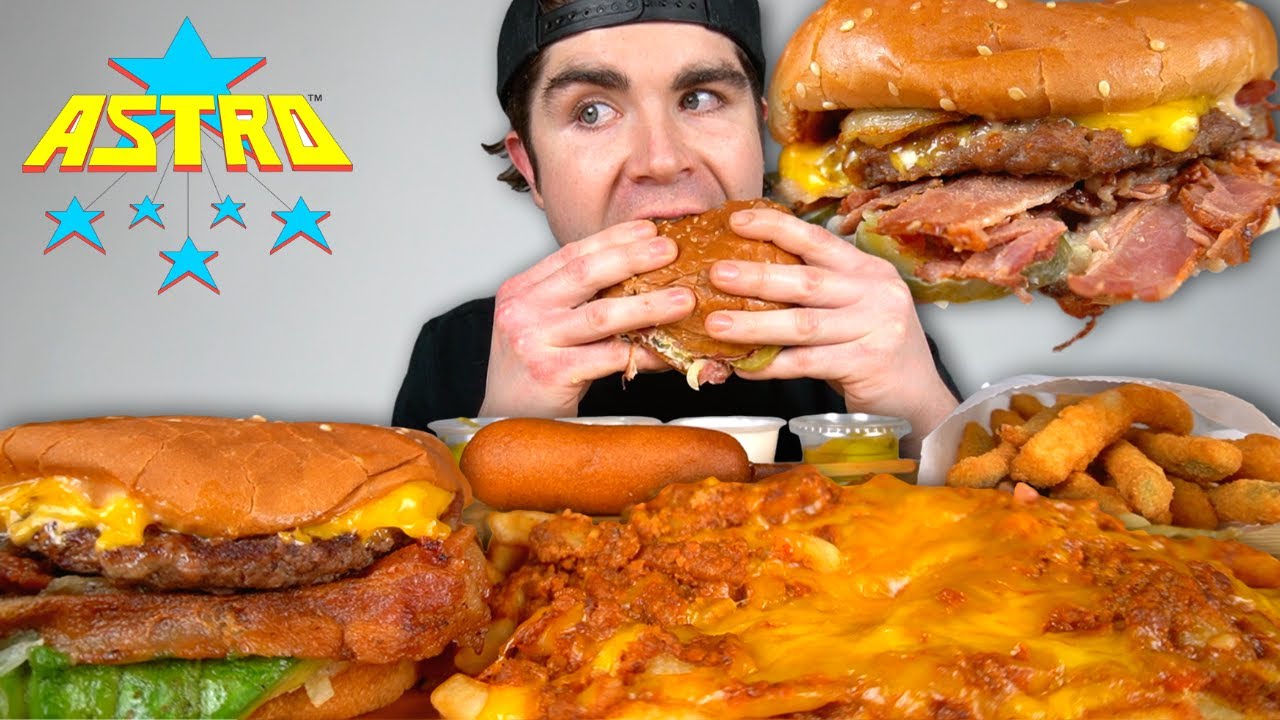 MUKBANG CHILI CHEESE FRIES, BACON Burger, CORN DOG, PASTRAMI Burger