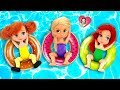 🏖️ ¡RETOS y JUEGOS de PISCINA con COLCHONETAS INFLABLES! Princesas Junior Muñecas