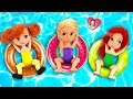 🏖️ ¡RETOS y JUEGOS de PISCINA con COLCHONETAS INFLABLES!  Princesas Junior Muñecas