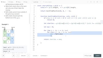 LeetCode 1463. [HARD] Cherry Pickup II