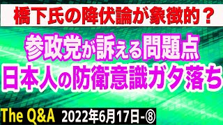 参政党が掲げる問題点…日本人の防衛意識ガタ落ち問題！橋下氏の降伏論が象徴的　⑧【The Q&A】6/17