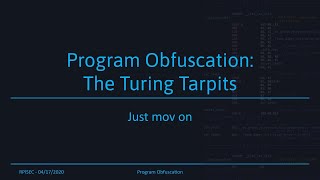 Program Obfuscation: The Turing Tarpits