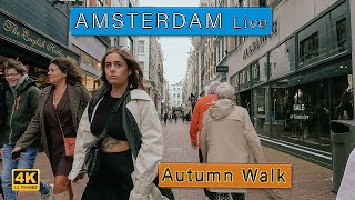Amsterdam City Center Autumn Walk  4K One Hour Walking Tour