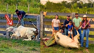 O VIZINHO ABATEU UMA VACA E SURPREENDEU TODO MUNDO COM UM MEGA CHURRASCO PARA A FAMÍLIA 😱