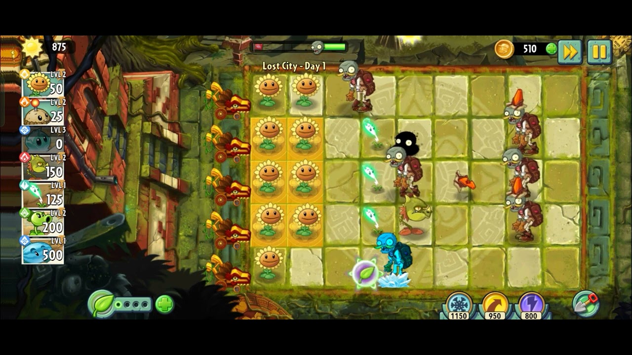 plants vs zombies 2 Lost City day 1 - YouTube