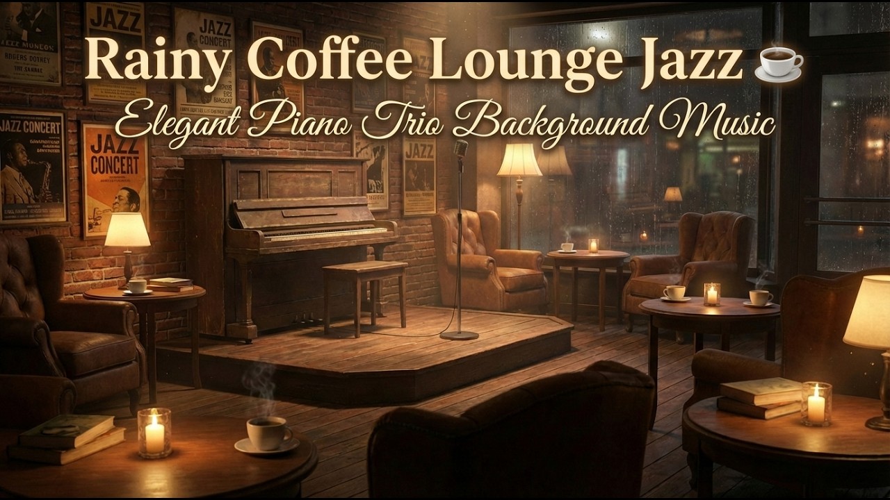 Rainy Coffee Lounge Jazz ☕ Elegant Piano Trio Background Music