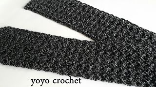 فى أقل من ساعة !!!! كوفية كروشية رجالى أو نسائى مميزة ( بالاصابع فقط ) - crochet scarf #يويو كروشية#